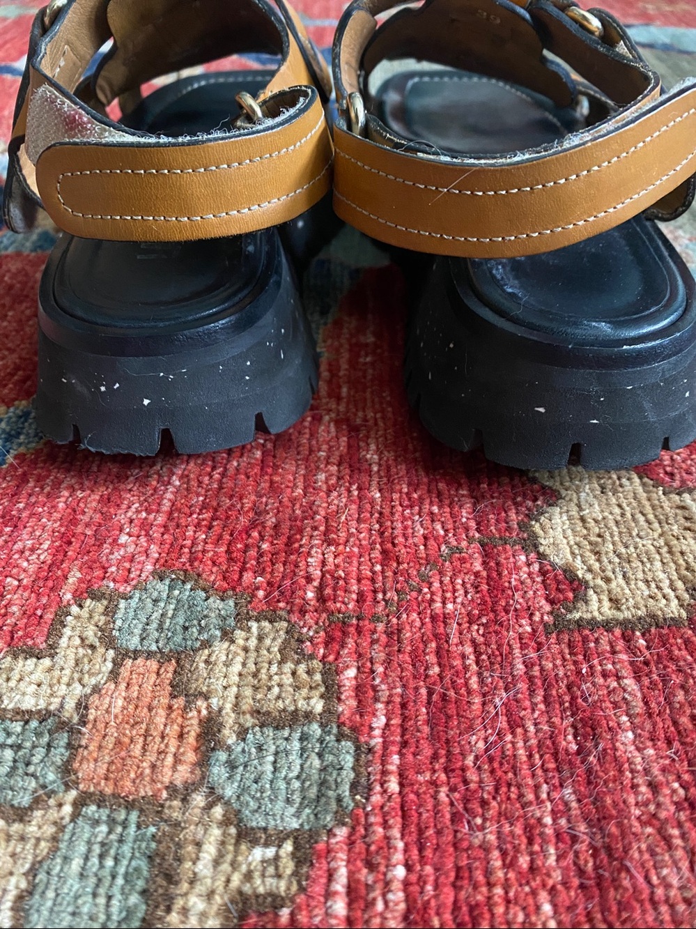 Labucq Boomer Cosmic Marigold Orange & Black Platform Sandals - Picture 6 of 6